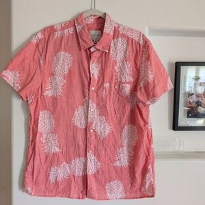 American Eagle Outfitters Coral Pineapple Print Shirt